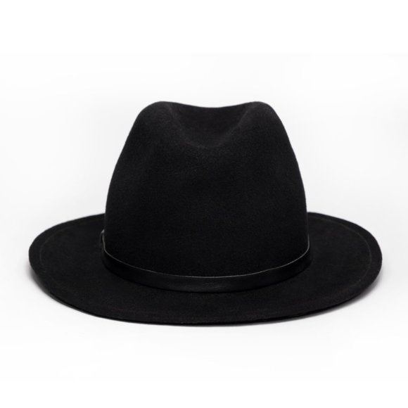 DKNY black classic wool medium width brim center dent fedora hat main image 7